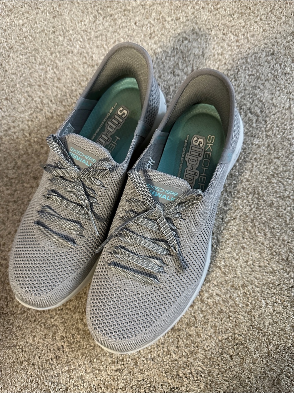 Skechers Slip-Ins Gray Knit Lace-Up Sneakers size 7